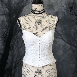 lace bustier top white cami